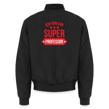 Super Professeur Étoiles Typographie Rouge et Blan - Bomber unisexe - noir - Dos - AI Model Male 185 light (185cm)