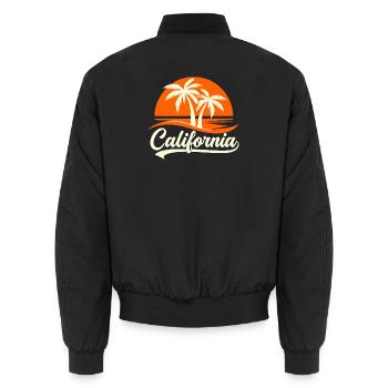 Palmiers Crépuscule Californie - Unisex Bomber Jacket - black - Back - AI Model Male 185 light (185cm)