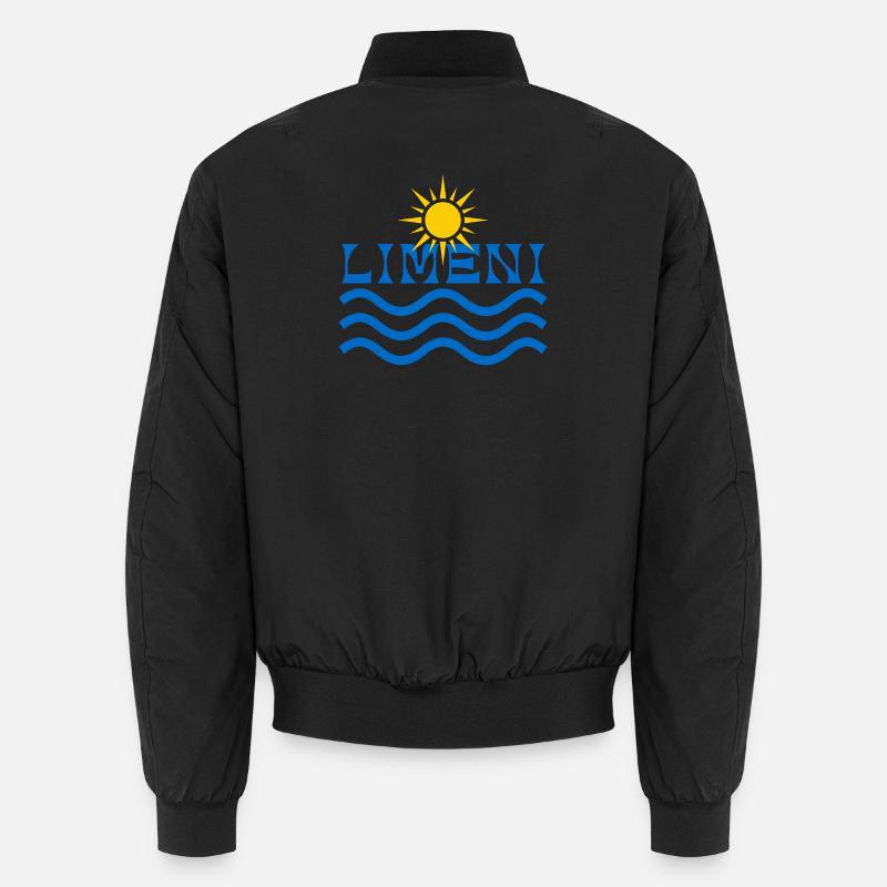 Limeni Sunrise Over Blue Waves - Unisex Bomber Jacket - black