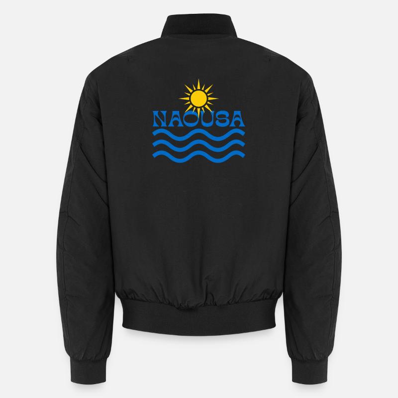 Naousa Sun Waves Logo - Unisex Bomber Jacket - black