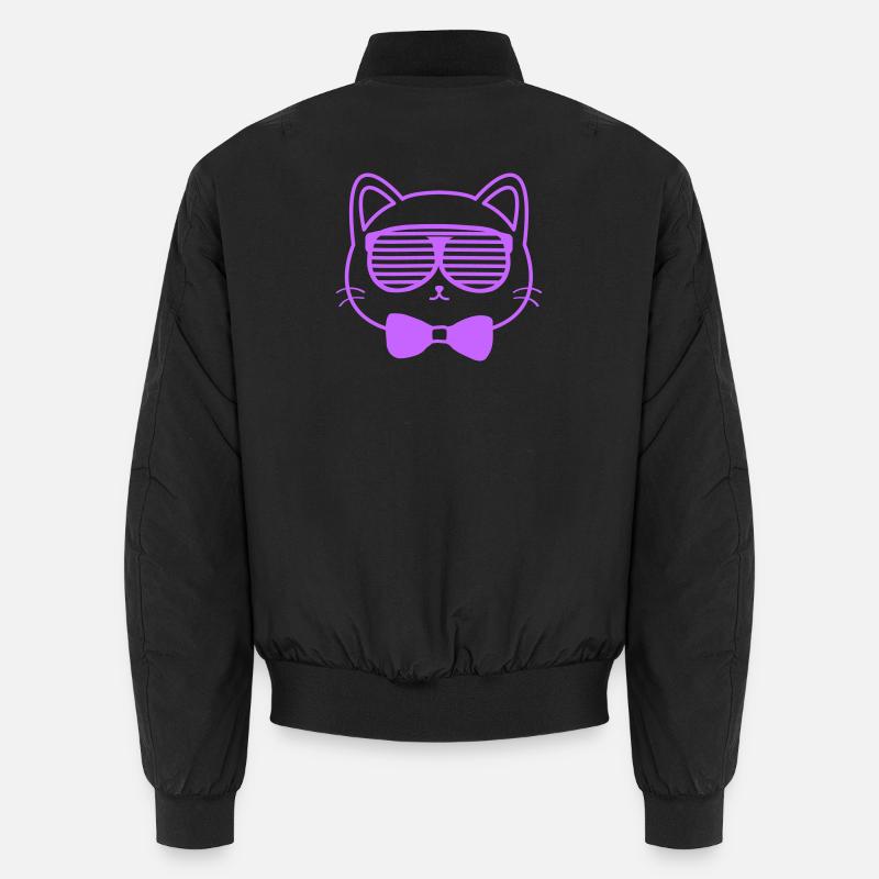 Cat with sunglasses - Unisex Bomber Jacket - black