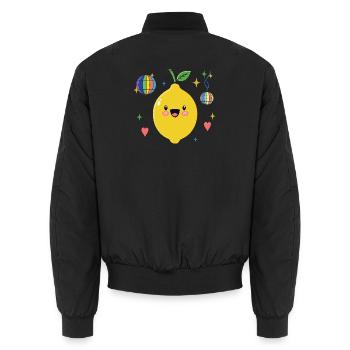 Pride Zitronen-Disco Illustration - Unisex Bomberjacke - Schwarz - Hinten - AI Model Male 185 light (185cm)