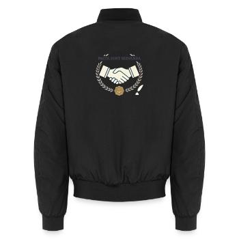 Pacta sunt servanda – Handschlag & Recht Wappen - Unisex Bomberjacke - Schwarz - Hinten - AI Model Male 185 light (185cm)