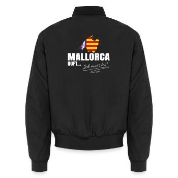 Mallorca Auswandern - Unisex Bomberjacke - Schwarz - Hinten - AI Model Male 185 light (185cm)
