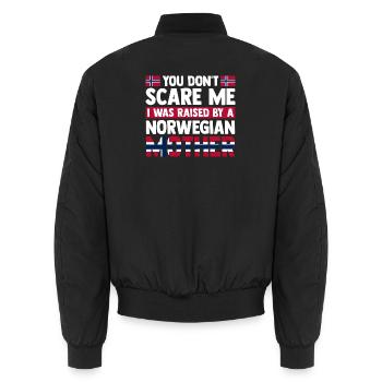 You don't scare me norwegian mother - Unisex Bomberjacke - Schwarz - Hinten - AI Model Male 185 light (185cm)
