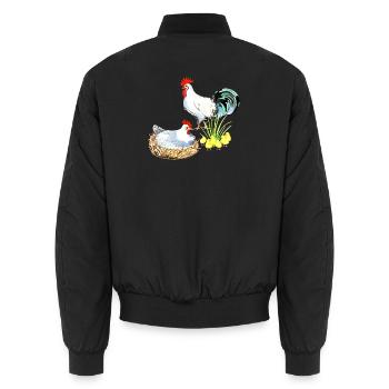 Huhn Hühner Geflügel Landwirt Ei Haustier - Unisex Bomberjacke - Schwarz - Hinten - AI Model Male 185 light (185cm)