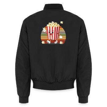 Süßer Popcorn Eimer Retro Filmabend Motiv - Unisex Bomberjacke - Schwarz - Hinten - AI Model Male 185 light (185cm)