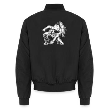Cartoon B-Girl Zeichnung - Unisex Bomberjacke - Schwarz - Hinten - AI Model Male 185 light (185cm)
