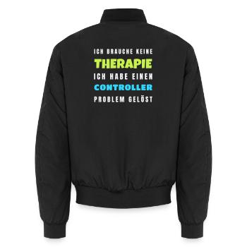 Keine Therapie nötig nur ein Controller Gamer - Unisex Bomberjacke - Schwarz - Hinten - AI Model Male 185 light (185cm)