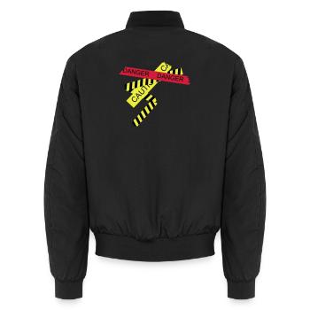 danger - Unisex Bomber Jacket - black - Back - AI Model Male 185 light (185cm)