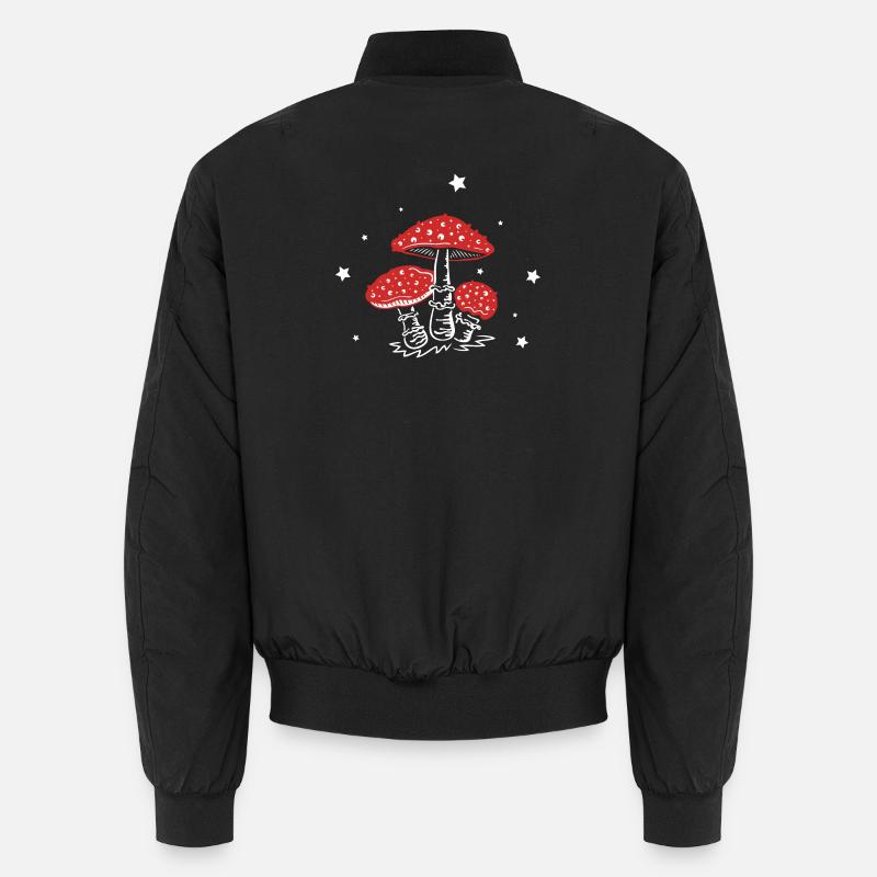 Mushroom mushrooms toadstools Amanita - Unisex Bomber Jacket - black