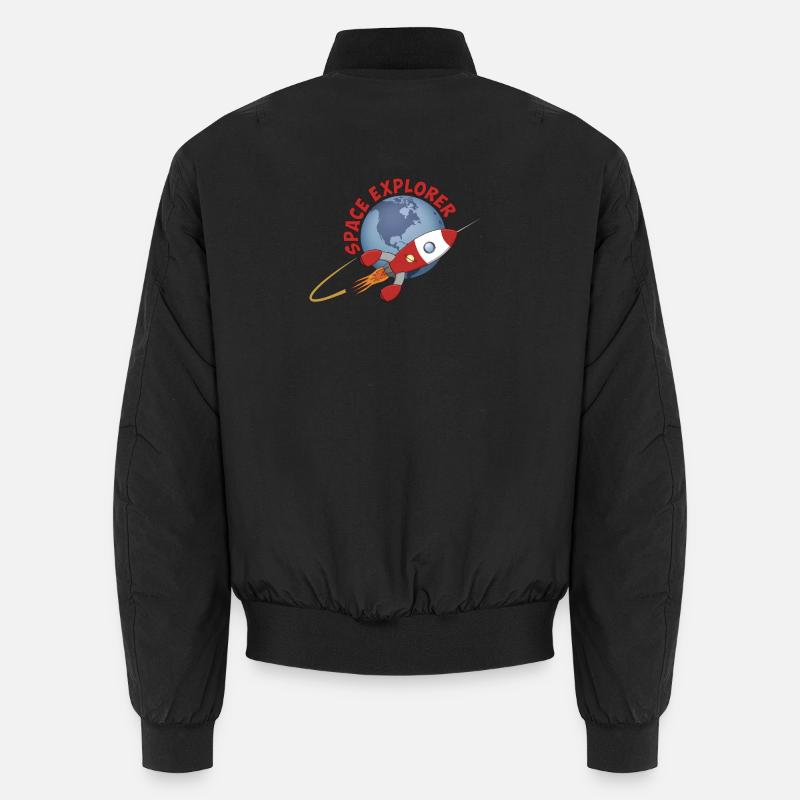 Space explorer, the rocket and earth. Unisex Bomber Jacket