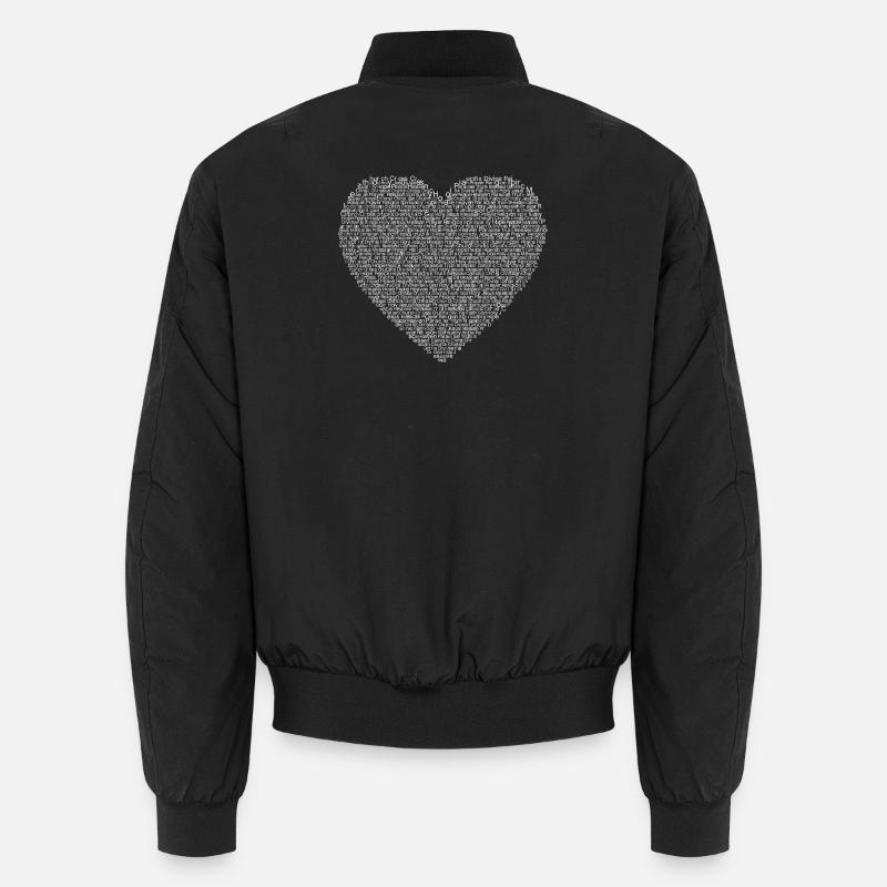 Text Heart Collage Print Unisex Bomber Jacket