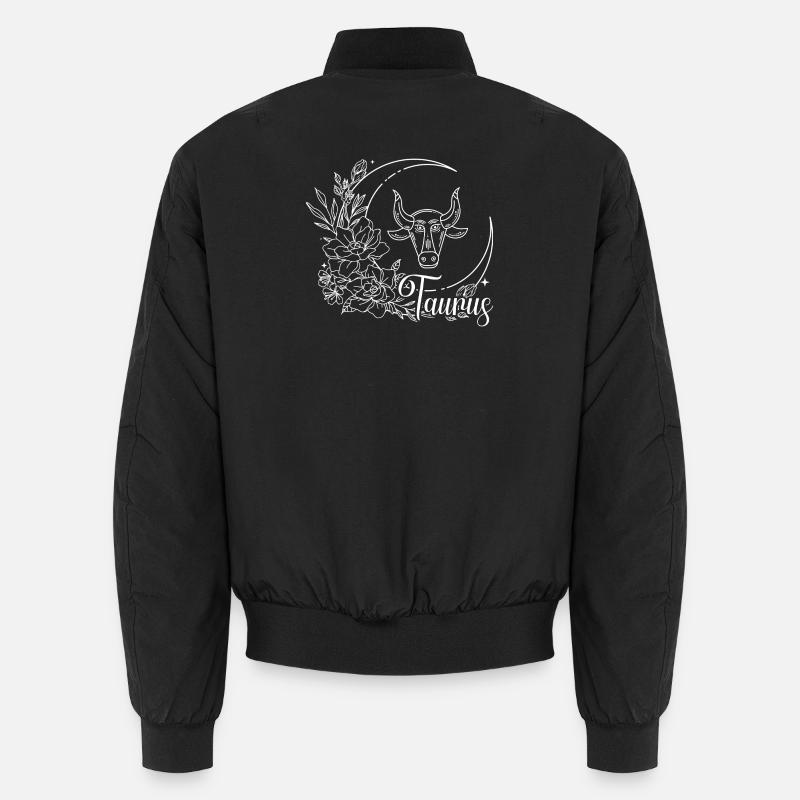 Blumen Stier Sternzeichen Linie Art - Unisex Bomberjacke - Schwarz