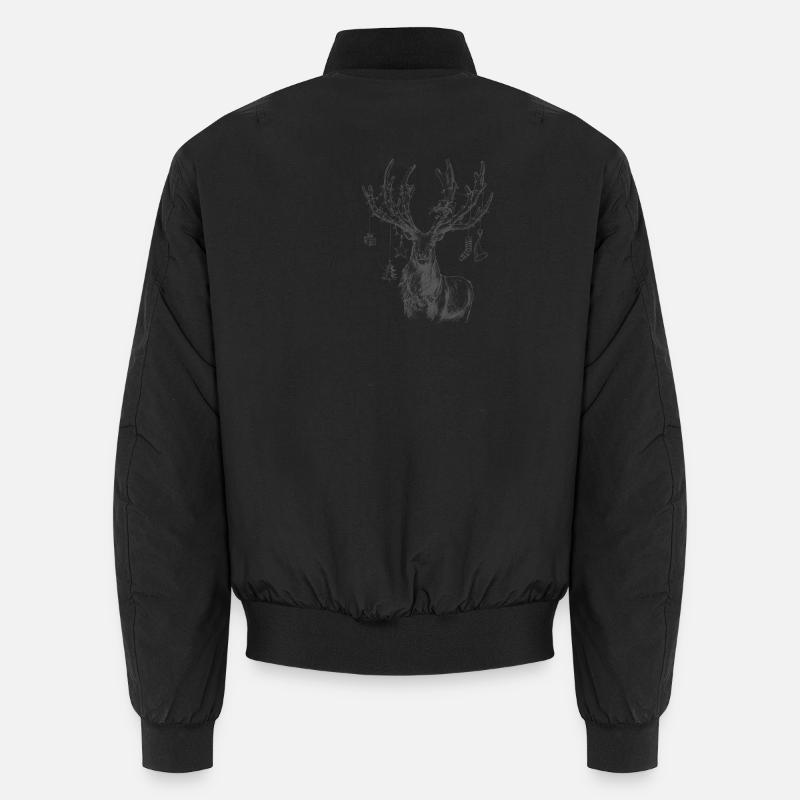 Weihnachtlicher Hirsch mit Geschenken - Unisex Bomberjacke - Schwarz