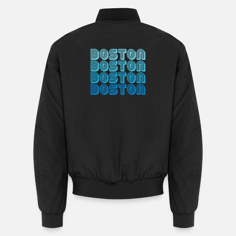 Boston Wiederholungs-Muster Blau Gradient - Unisex Bomberjacke - Schwarz