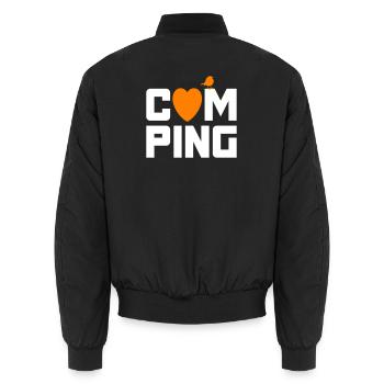 Camping Spatz Heart Camper Cool Quotes Fan Holiday - Unisex Bomber Jacket - black - Back - AI Model Male 185 light (185cm)