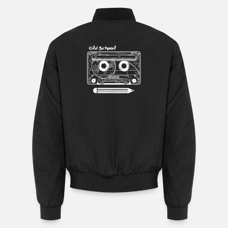 Retro cassette and pen - Unisex Bomber Jacket - black