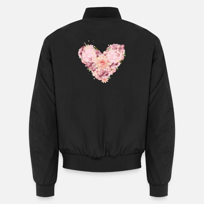 belle composition de coeur de fleurs roses Bomber unisexe