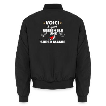 Hommage à la Super Mamie Humoristique - Bomber unisexe - noir - Dos - AI Model Male 185 light (185cm)