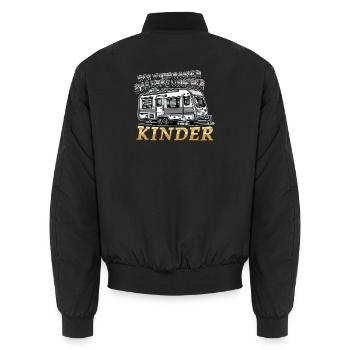 Das Erbe unserer Kinder Lustiger Spruch Wohnwagen - Unisex Bomberjacke - Schwarz - Hinten - AI Model Male 185 light (185cm)