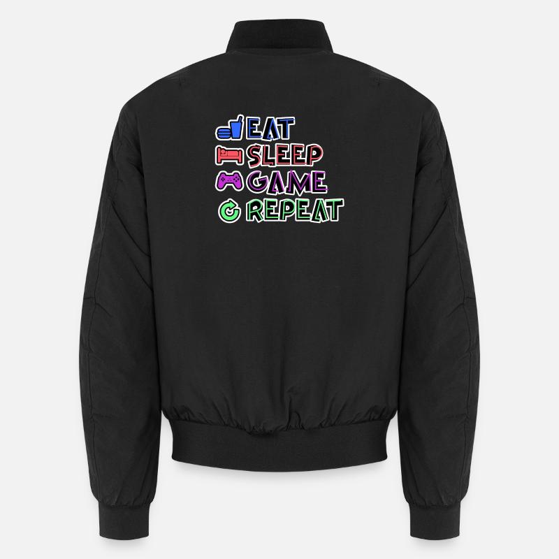 Eat Sleep Game Repeat - Unisex Bomberjacke - Schwarz
