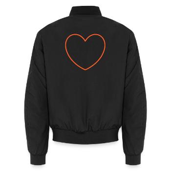 Contour Cœur Orange Sur Noir - Bomber unisexe - noir - Dos - AI Model Male 185 light (185cm)