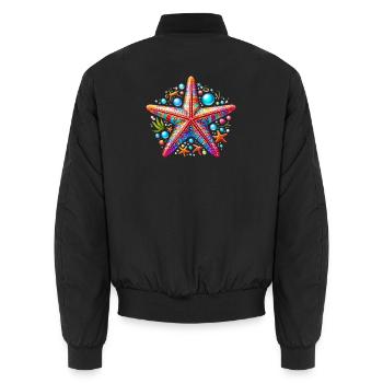 Seestern - Unisex Bomberjacke - Schwarz - Hinten - AI Model Male 185 light (185cm)