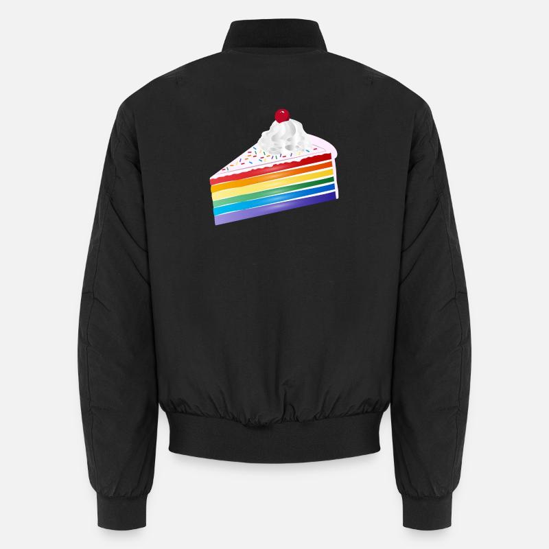 Morceau de gâteau arc-en-ciel à la crème et à la cerise Bomber unisexe