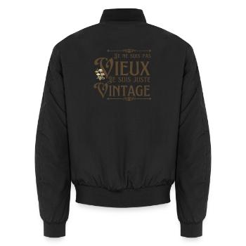 Ich bin nicht alt, ich bin nur Vintage - Unisex Bomberjacke - Schwarz - Hinten - AI Model Male 185 light (185cm)