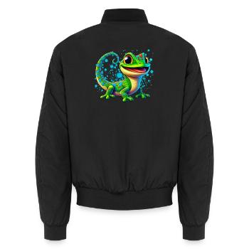 Gecko - Unisex Bomberjacke - Schwarz - Hinten - AI Model Male 185 light (185cm)