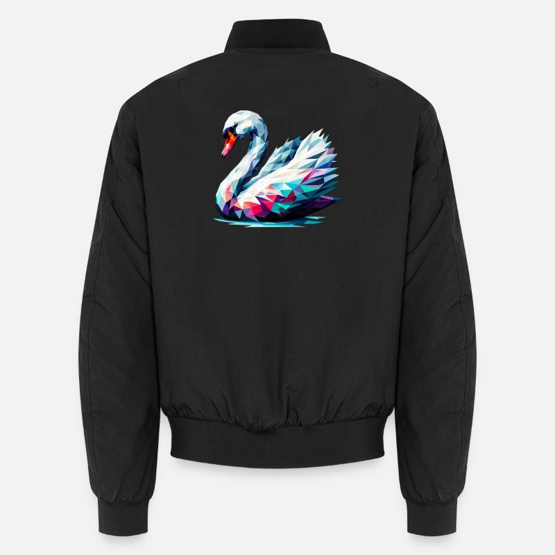 Polygonaler Schwan - Unisex Bomberjacke - Schwarz
