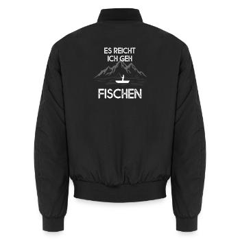 Es reicht, ich geh fischen – lustiger Angelspruch - Unisex Bomberjacke - Schwarz - Hinten - AI Model Male 185 light (185cm)