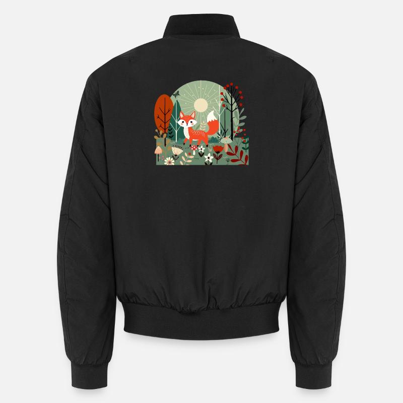 Cheerful fox in sunny forest Unisex Bomber Jacket