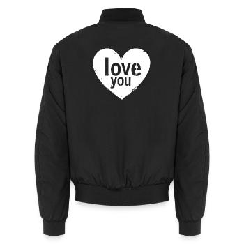 Je t’aime, blanc - Bomber unisexe - noir - Dos - AI Model Male 185 light (185cm)