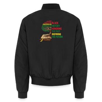 Honoring The Past Inspiring The Future tshirt - Unisex Bomber Jacket - black - Back - AI Model Male 185 light (185cm)