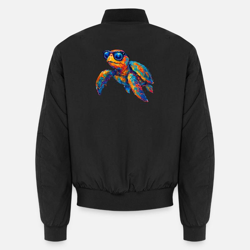 Bunte Schildkröte mit Sonnenbrille - Unisex Bomberjacke - Schwarz