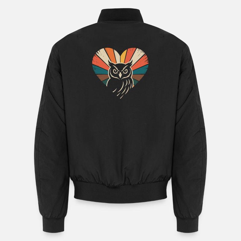 Herz mit Eule im Retro-Stil Unisex Bomberjacke