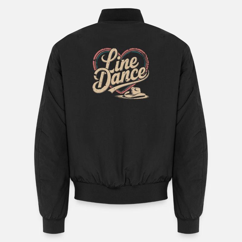 Line Dance Heart Retro Design - Unisex Bomberjacke - Schwarz