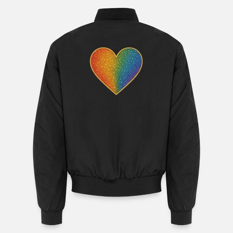 Conception de cœur arc-en-ciel étincelant Bomber unisexe
