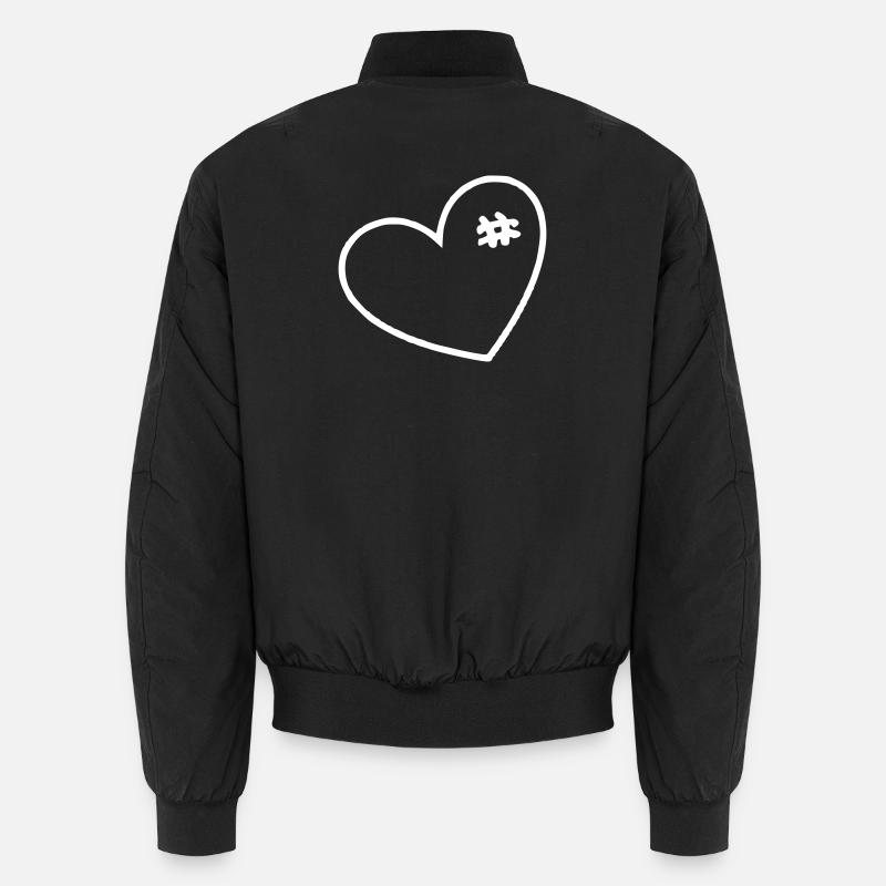 Weißes Herz mit Nähten Unisex Bomberjacke