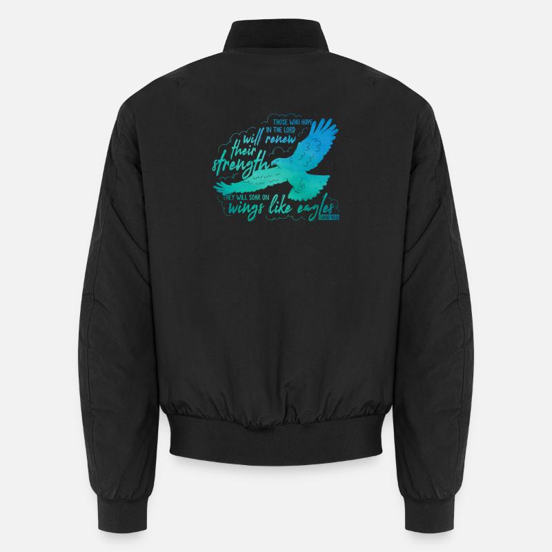 Isaiah 40 31 - soar on wings like eagles Lettering Unisex Bomber Jacket