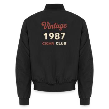 Vintage 1987 Cigar Club Rétro Naissance Année Cadeau - Bomber unisexe - noir - Dos - AI Model Male 185 light (185cm)