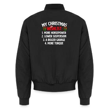 Meine Weihnachtswunschliste Autoliebhaber Lustiges Rennen Weihnachten - Unisex Bomberjacke - Schwarz - Hinten - AI Model Male 185 light (185cm)