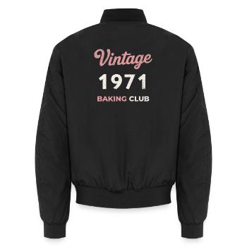 Vintage 1971 – Baking Club Retro Geburtsjahr - Unisex Bomberjacke - Schwarz - Hinten - AI Model Male 185 light (185cm)