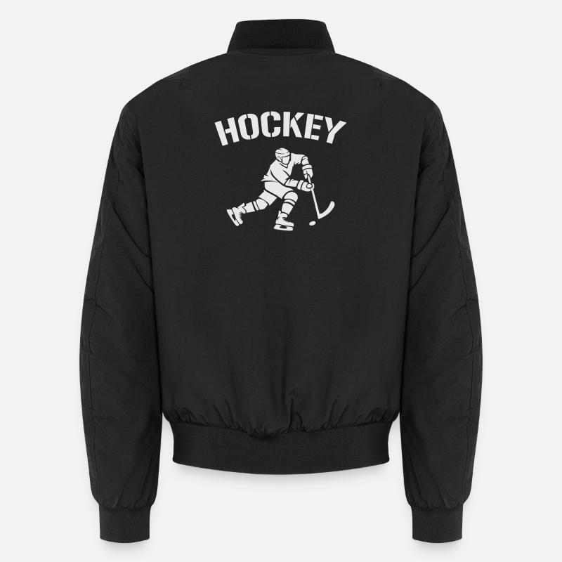Hockey-Silhouette: Eiszeit auf dem Eis Unisex Bomberjacke