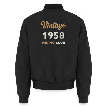 Vintage 1958 – Sailing Club Retro Birth Year - Unisex Bomber Jacket - black - Back - AI Model Male 185 light (185cm)