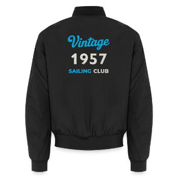 Vintage 1957 – Sailing Club Retro Geburtsjahr - Unisex Bomberjacke - Schwarz - Hinten - AI Model Male 185 light (185cm)