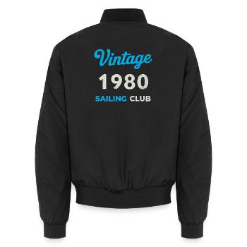 Vintage 1980 – Sailing Club Retro Geburtsjahr - Unisex Bomberjacke - Schwarz - Hinten - AI Model Male 185 light (185cm)