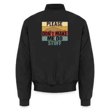 Bitte zwing mich nicht, Dinge zu machen, Seelöwen-Retro - Unisex Bomberjacke - Schwarz - Hinten - AI Model Male 185 light (185cm)